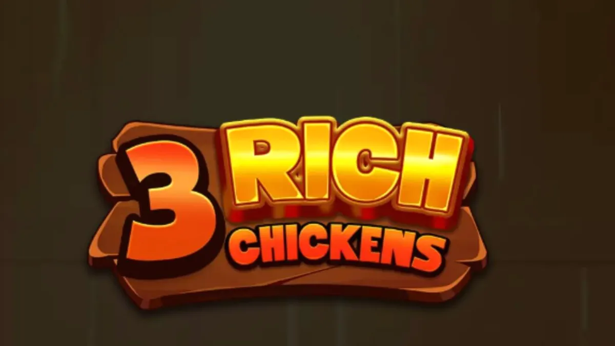 Tampilan visual slot 3 Rich Chickens dengan latar belakang lumbung dan tiga ayam kaya.